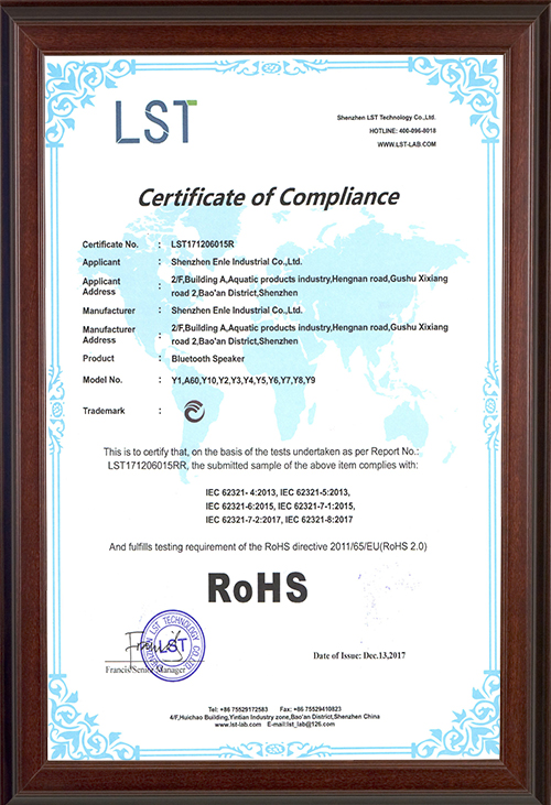 RoHs Certificate