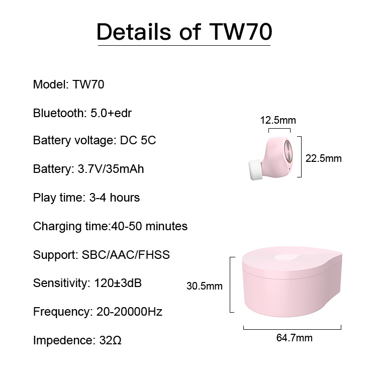 Fabricant d'écouteurs Bluetooth sans fil TWS Enle prend en charge la vente en gros et OEM -TW70