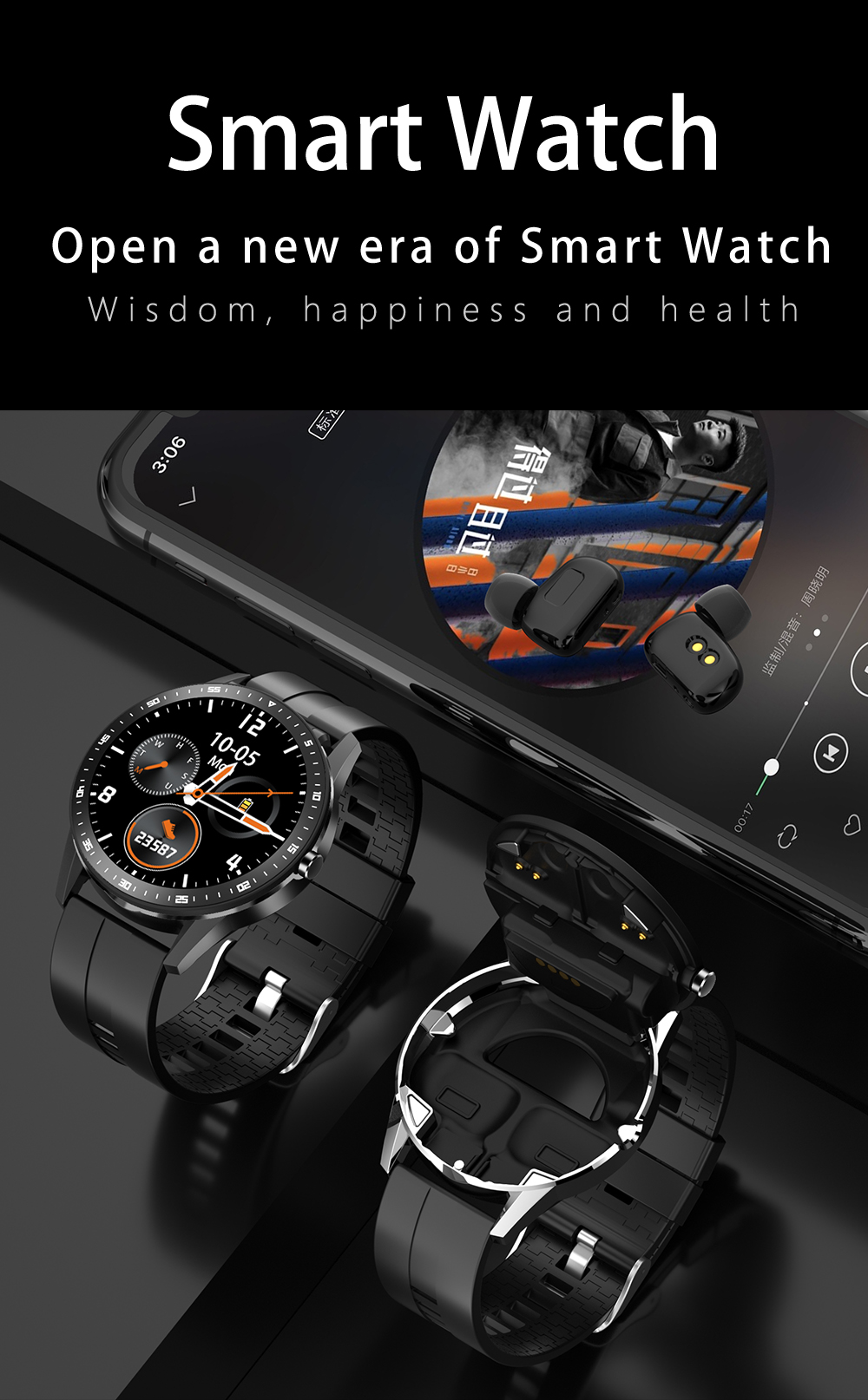 Reloj inteligente con auricular Bluetooth X6 Fabricante Enle Soporte OEM y ODM.