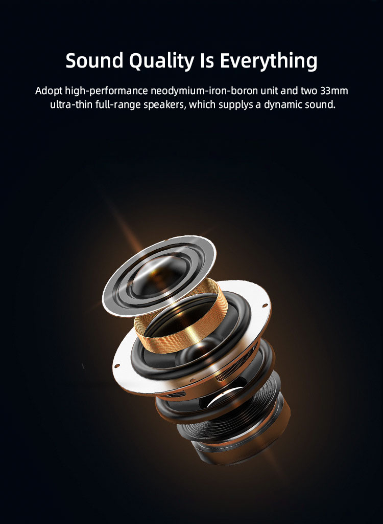 تصميم جديد للرقبة مكبر صوت لاسلكي 6 واط صوت ستيريو ثلاثي الأبعاد يمكن ارتداؤه مكبر صوت برقبة بلوتوث