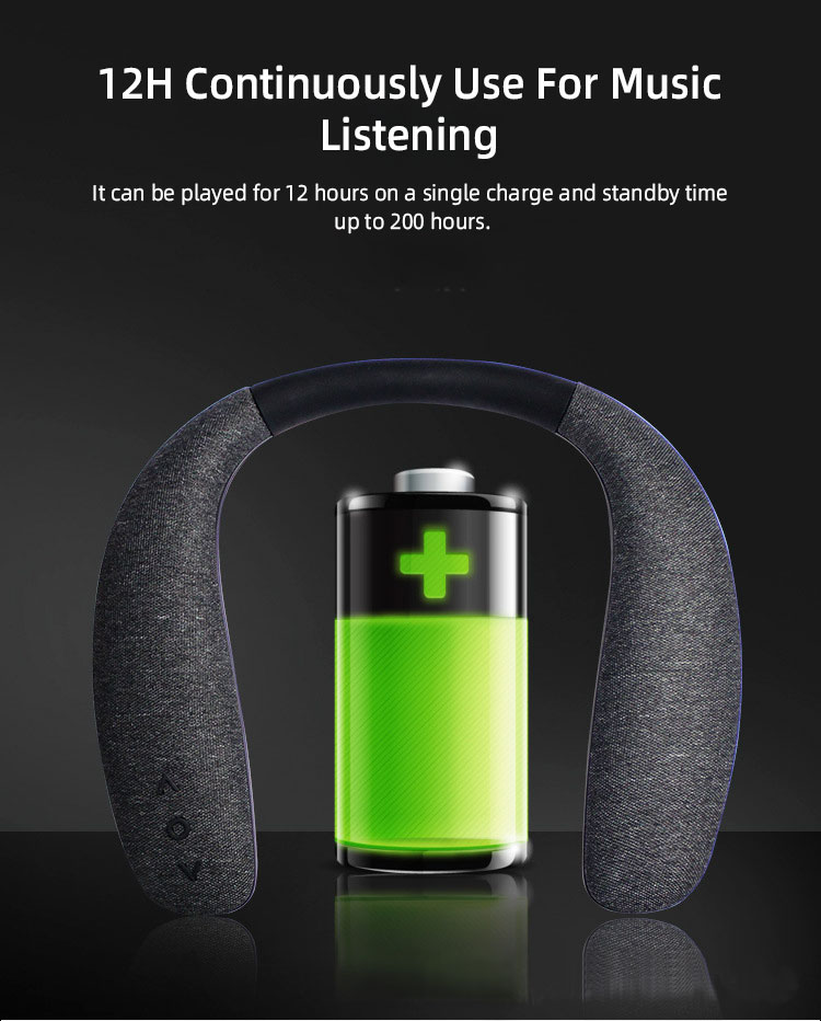 Novo design alto-falante sem fio 6W 3D som estéreo vestível Bluetooth alto-falante de pescoço