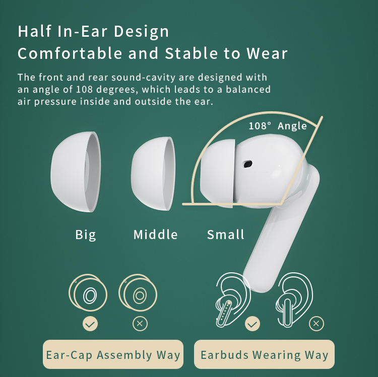 Auriculares inalámbricos A40 pro con cancelación activa de ruido, auriculares Bluetooth con 2 micrófonos ENC, reproducción de 27H, auriculares ANC TWS para smartphone