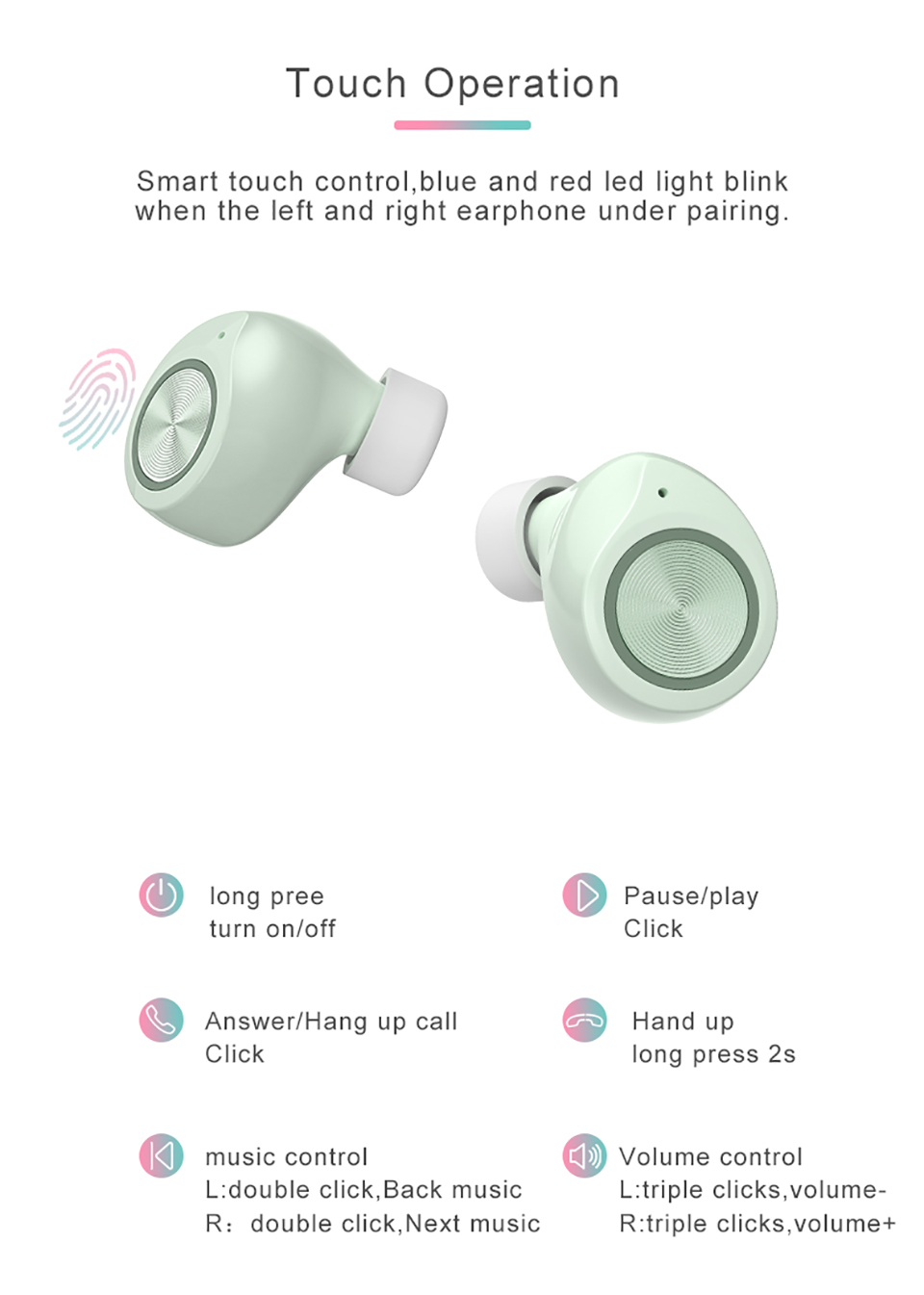 TW60 Mini Bluetooth 5.0 Écouteurs intra-auriculaires sans fil Écouteurs de sport avec double microphone Bluetooth