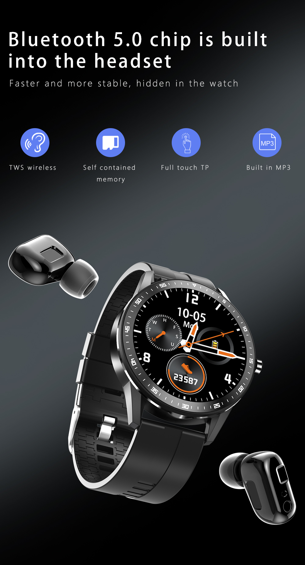 블루투스 이어폰 X6 제조업체 Enle 지원 OEM 및 ODM이 있는 스마트 시계.