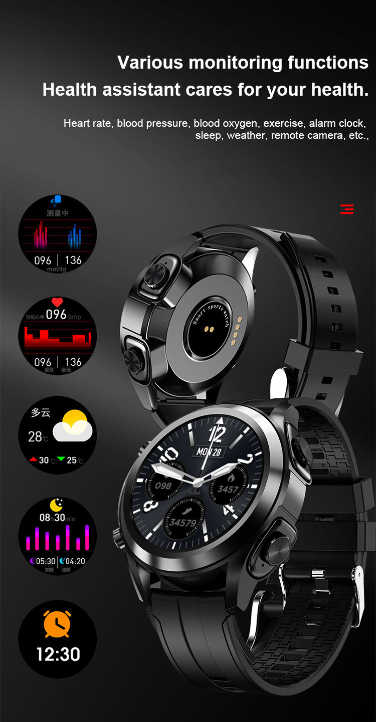 Smartwatch com fones de ouvido 2 em 1 T10