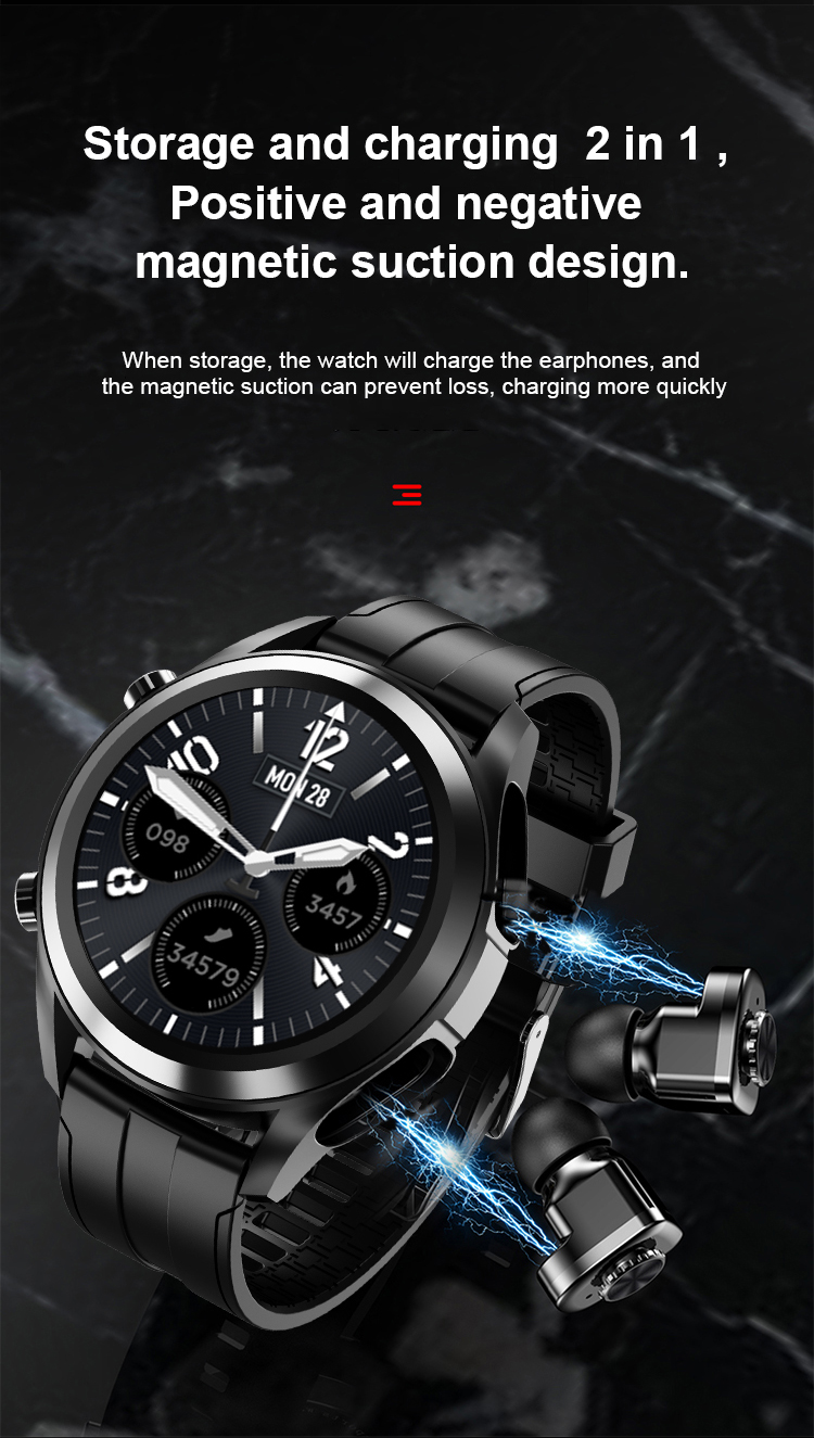 Smartwatch z wkładkami dousznymi 2 w 1 T10