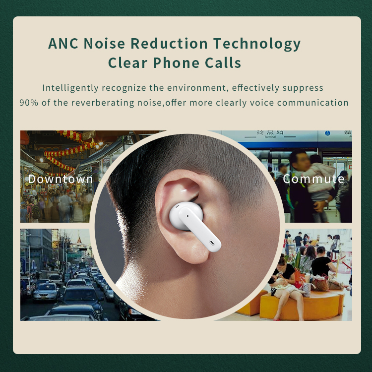 A40プロワイヤレスヘッドホンアクティブノイズキャンセリングBluetoothイヤフォン（2 ENC Mic 27H再生付き）スマートフォン用ANCTWSイヤフォン