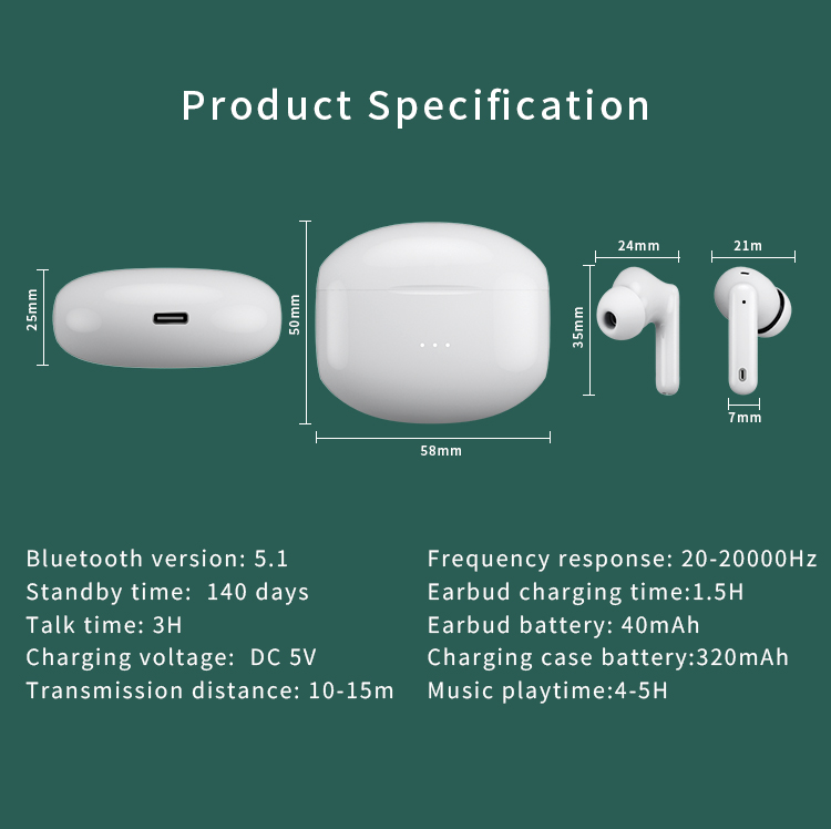 Słuchawki bezprzewodowe A40 pro Aktywne słuchawki z redukcją szumów Bluetooth z 2 mikrofonami ENC Odtwarzanie 27H Słuchawki douszne ANC TWS do smartfona