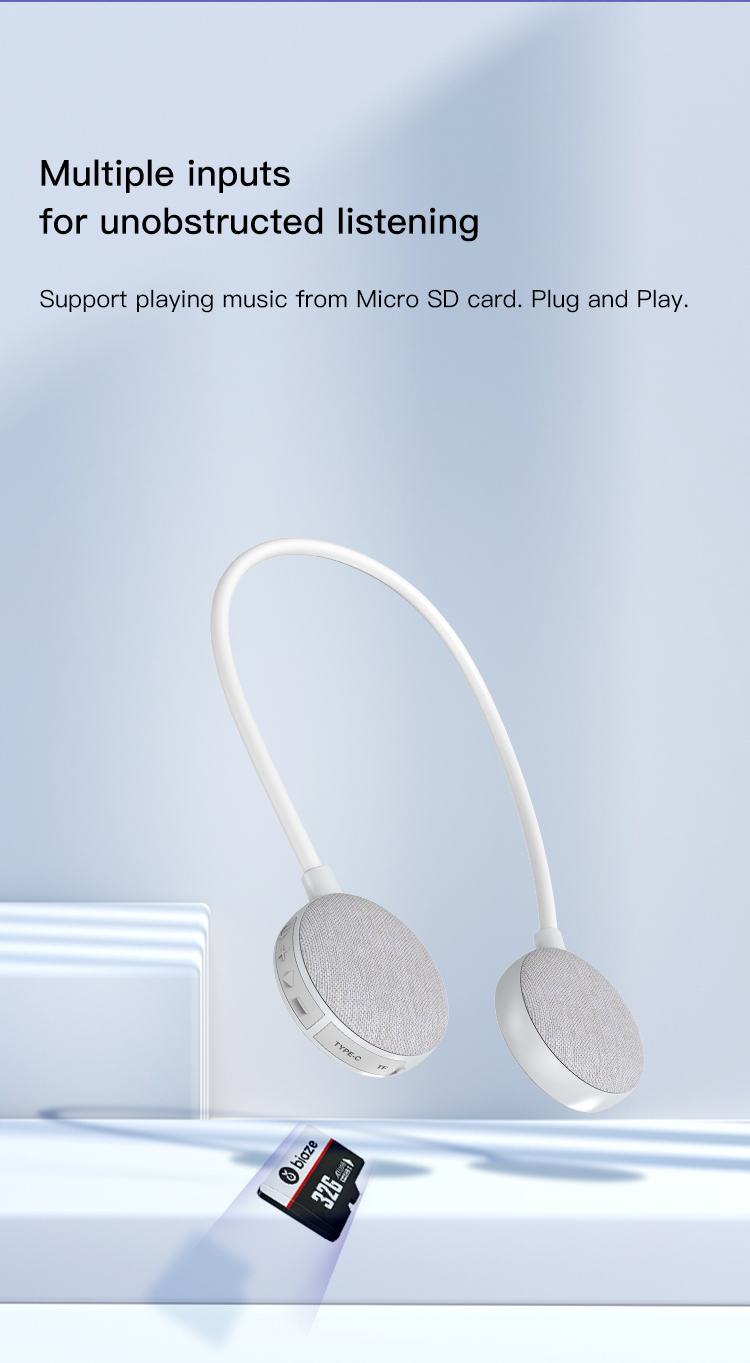 Altoparlante per cuffie Bluetooth SafeTrip Neck Altoparlante indossabile leggero Cuffie portatili con suono stereo 3D Produttore OEM B70