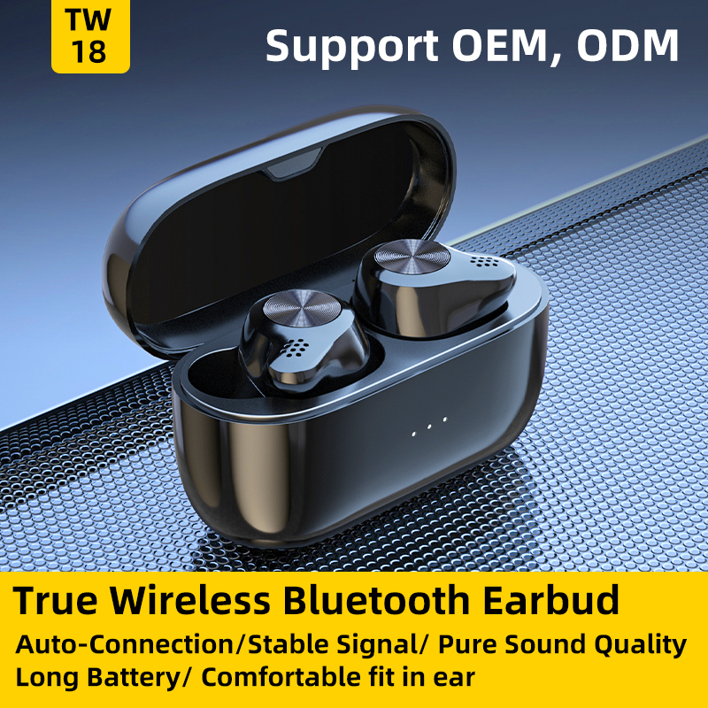 China Beste TWS-Kopfhörer-Kopfhörer-Großhändler stellten TW18 drahtlose Bluetooth-Kopfhörer-Ohrhörer her