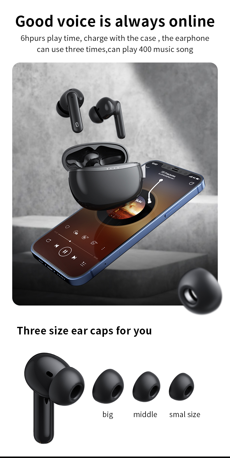 Black A50 pro ANC ENC Active Noise-canceling Gaming Earphones with Dual Microphones and Low Latency Headset made by Manufacturer Enle