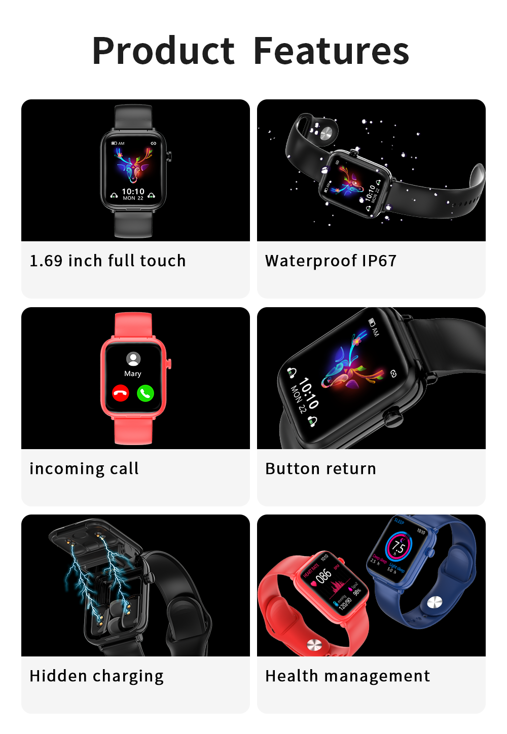 Il più recente Smart Watch X8 con interno TWS Bluetooth Wireless Earbuds Produttore OEM Factory
